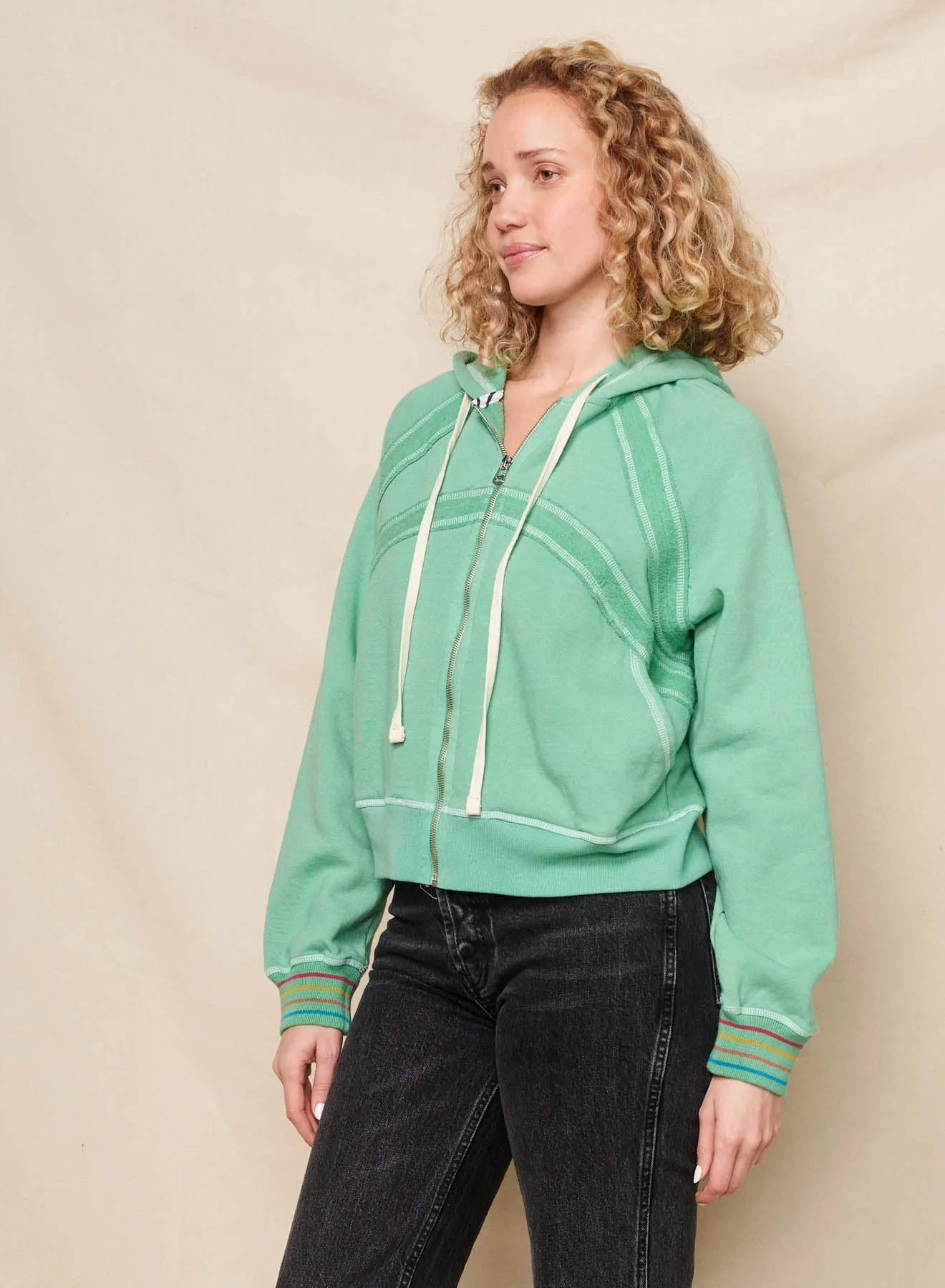 Sundry Raw Seamed Horizon Hoodie in Winter Green sold by Bailey 44 product image thumbnail 5