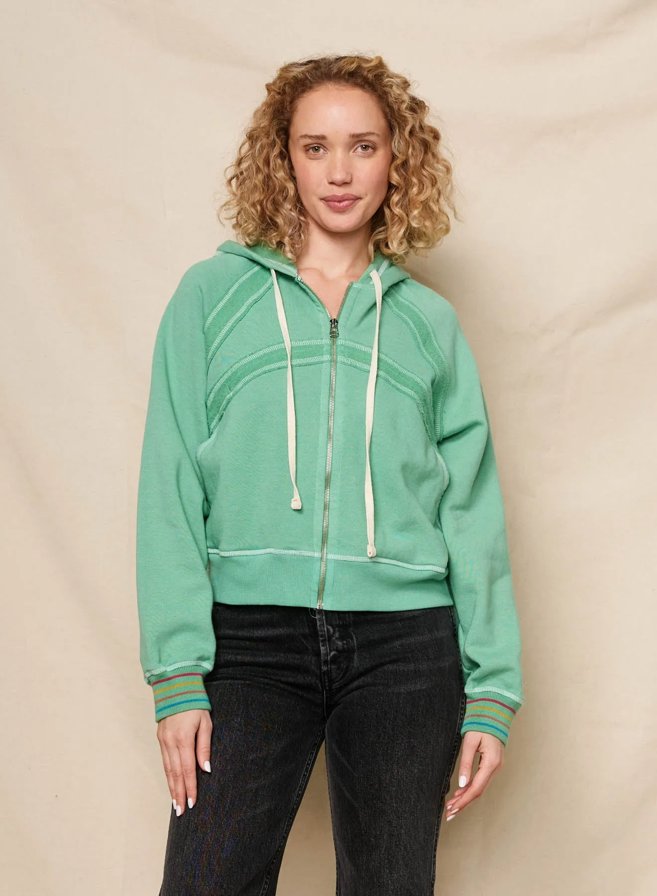 Sundry Raw Seamed Horizon Hoodie in Winter Green sold by Bailey 44 product image thumbnail 4