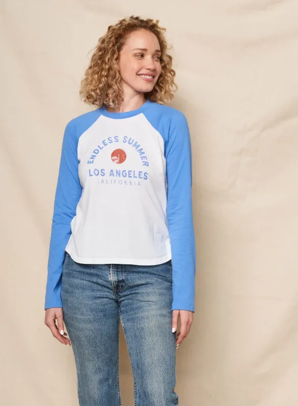 Sundry Endless Summer Long Sleeve Raglan Tee in Optic White sold by Bailey 44