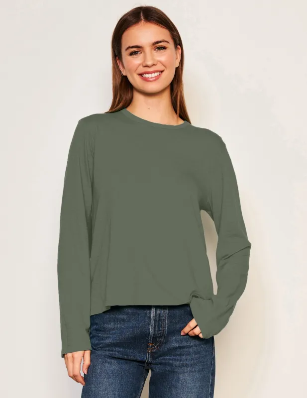 Sundry Long Sleeve Crew in Signature Green sold by Bailey 44