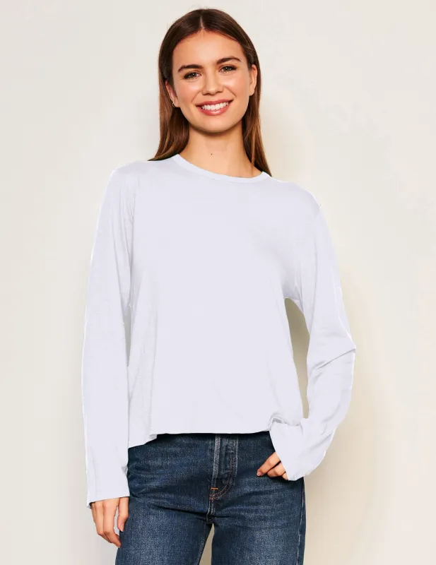 Sundry Long Sleeve Crew in Optic White sold by Bailey 44