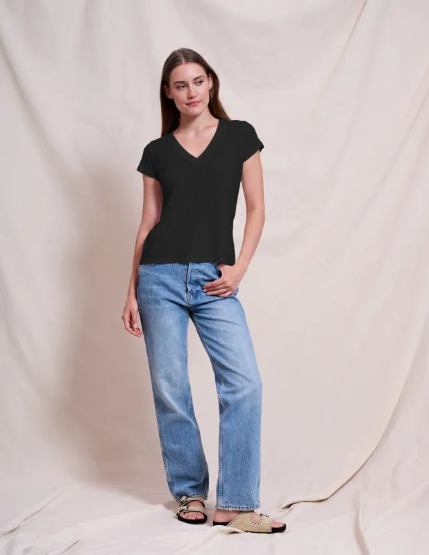 Sundry Deep V-Neck Tee in Black sold by Bailey 44