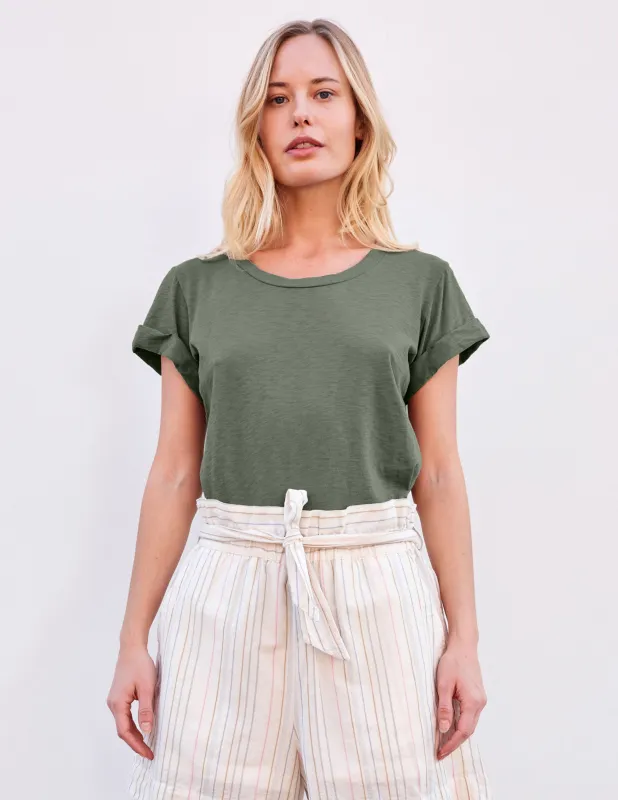 Sundry Rolled Sleeve Tee in Signature Green sold by Bailey 44
