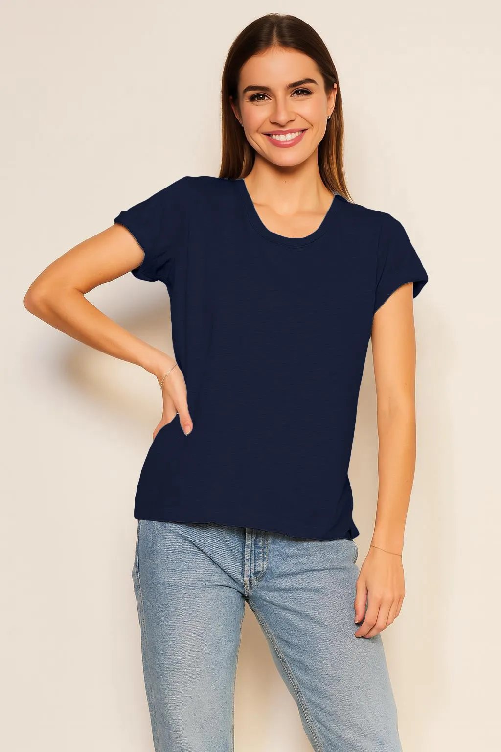 Sundry Rolled Sleeve Tee in Deep Navy sold by Bailey 44