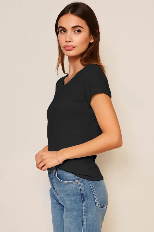 Sundry Rolled Sleeve Tee in Black sold by Bailey 44