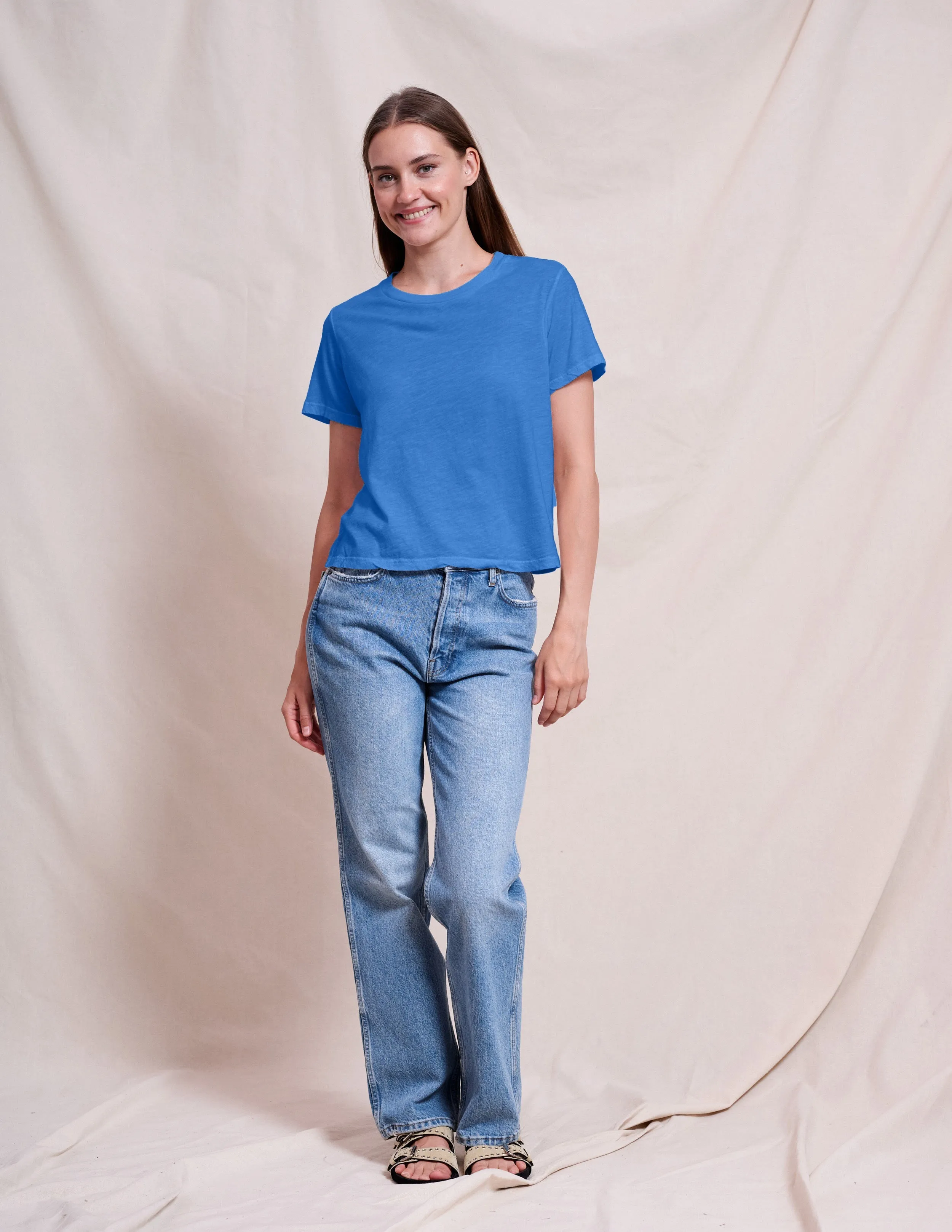 Sundry Crew Neck Tee in Lagoon Blue sold by Bailey 44