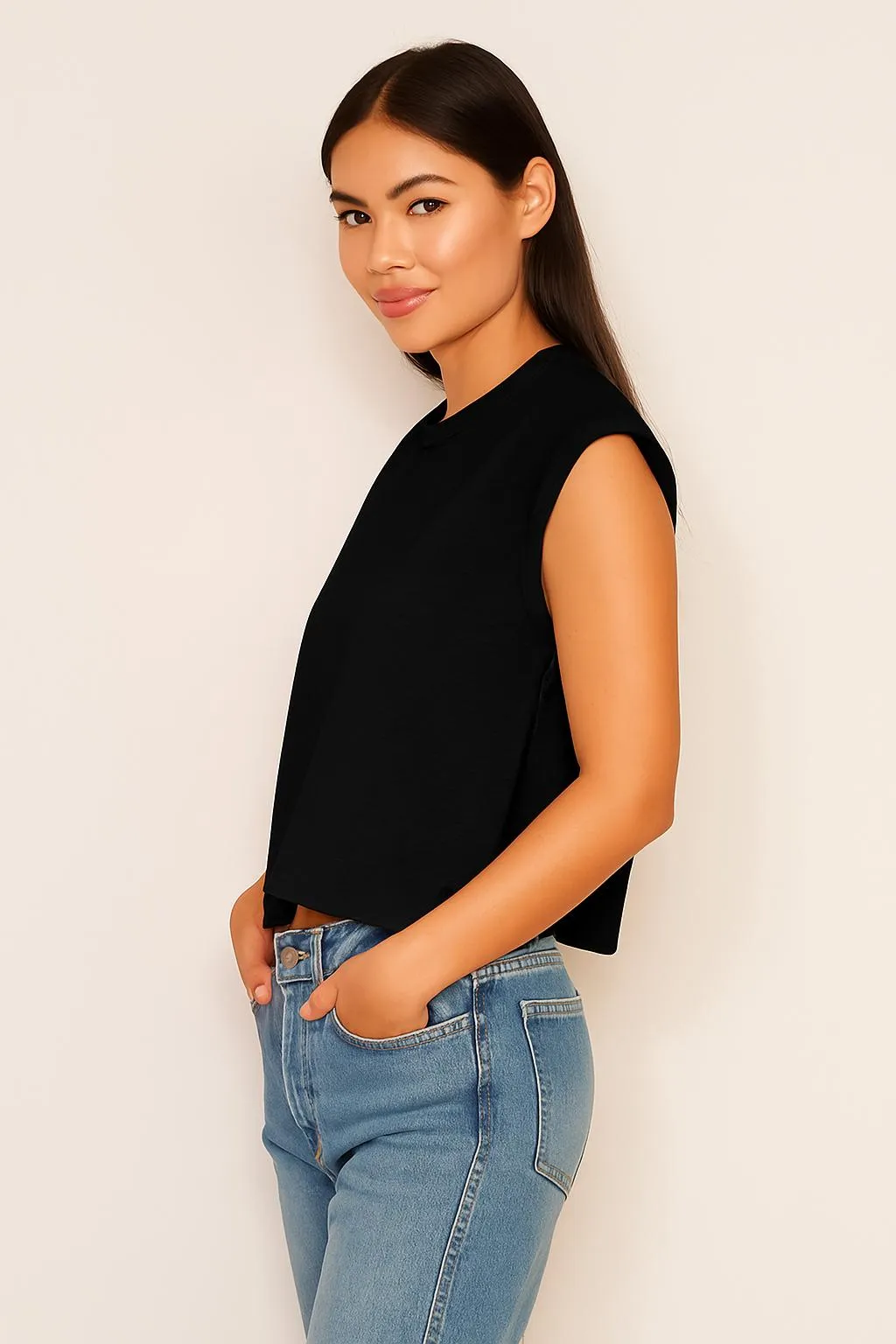 Sundry Muscle Tank in Black sold by Bailey 44