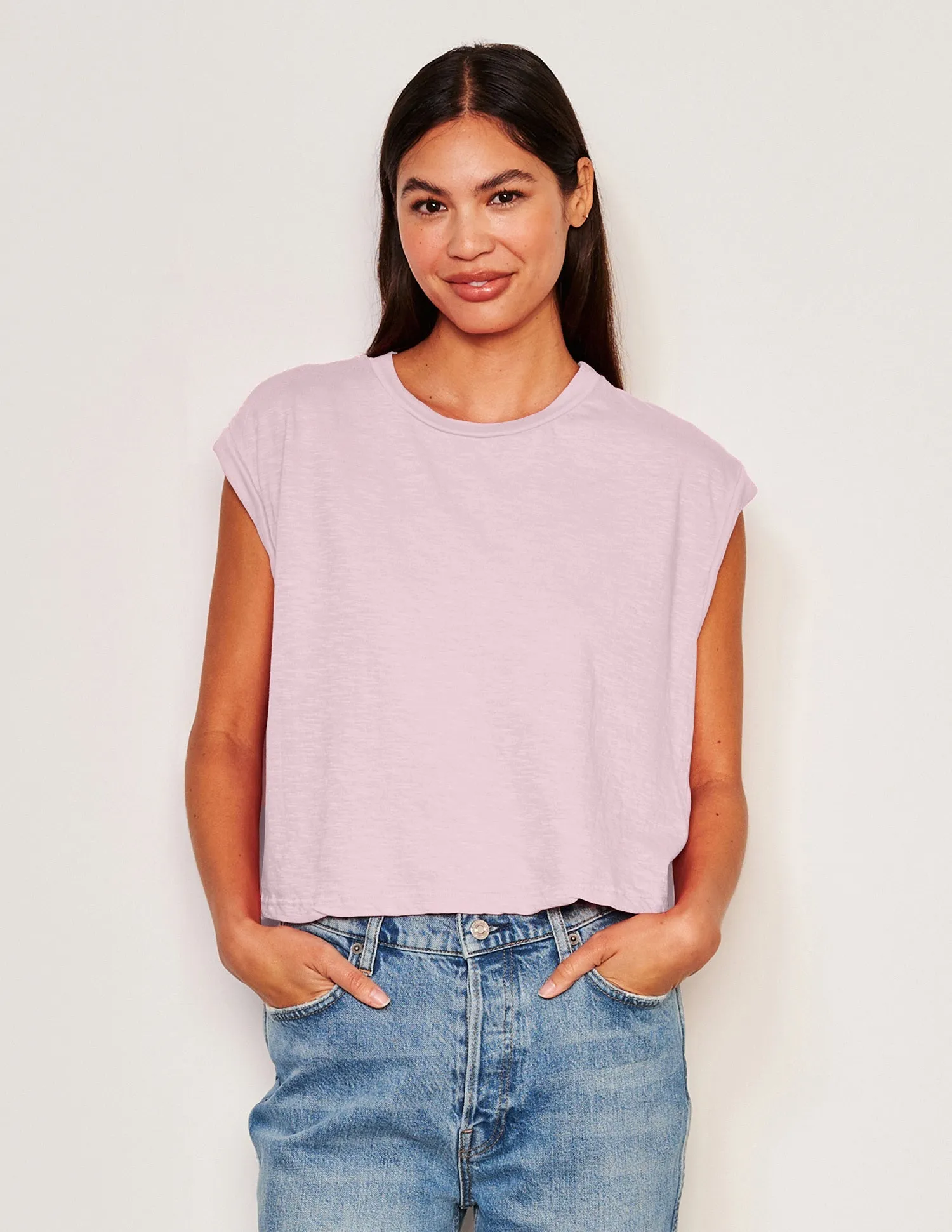 Sundry Muscle Tank in Ballerina Pink sold by Bailey 44