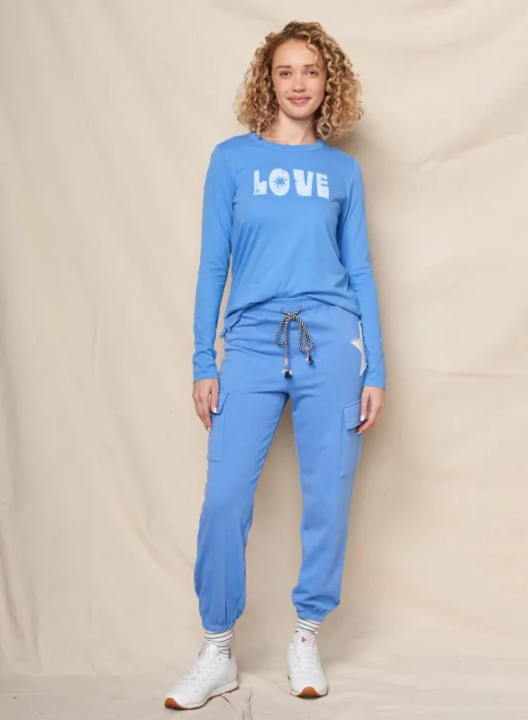 Sundry Love Long Sleeve Crew in Lagoon Blue sold by Bailey 44