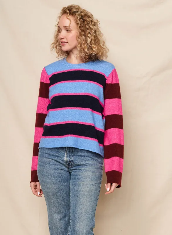 Sundry Colorblock Stripe Pullover Sweater in Lagoon Blue sold by Bailey 44
