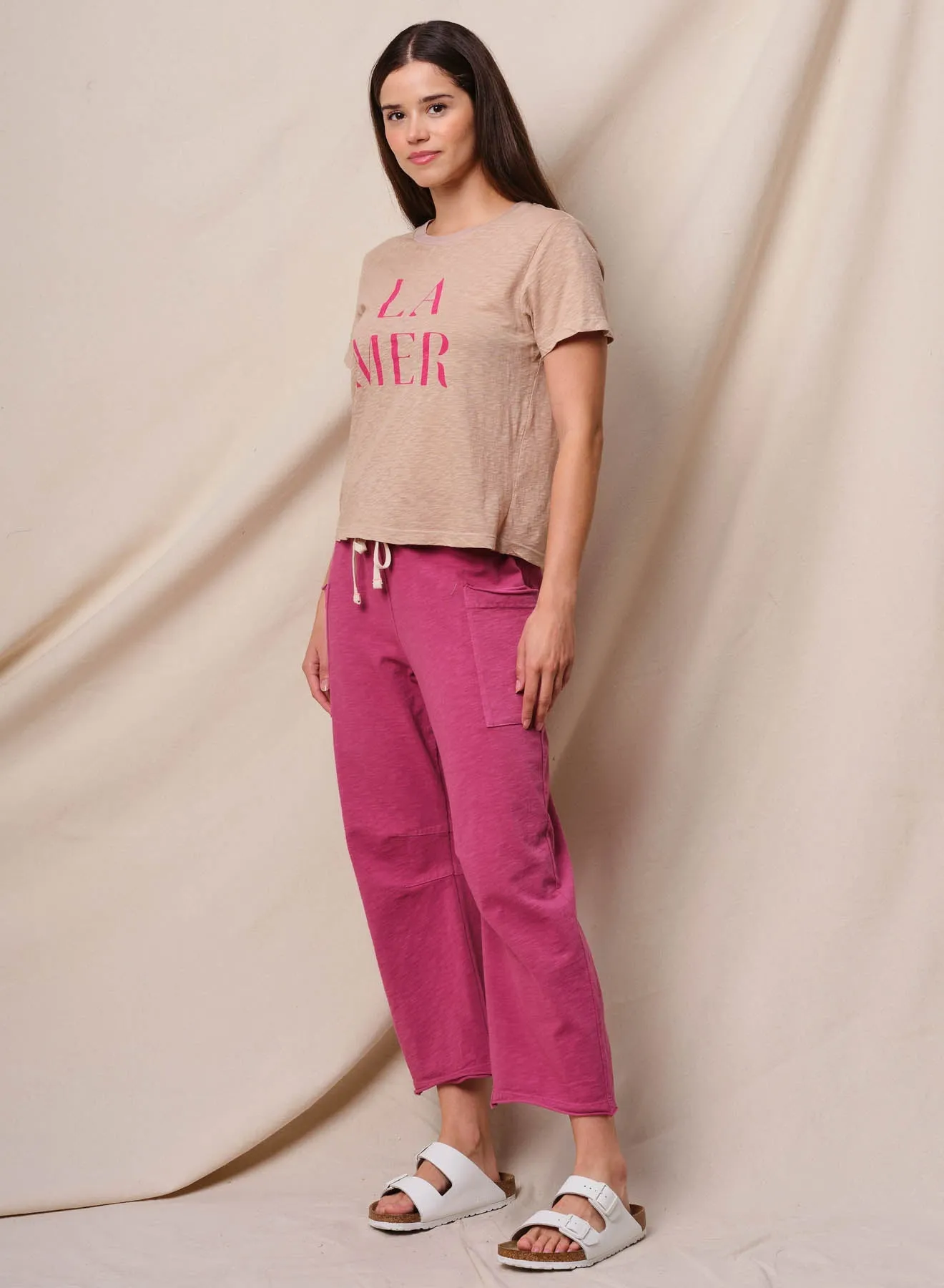 Sundry La Mer Short Sleeve Boxy Crew Tee in Almond sold by Bailey 44 product image thumbnail 2