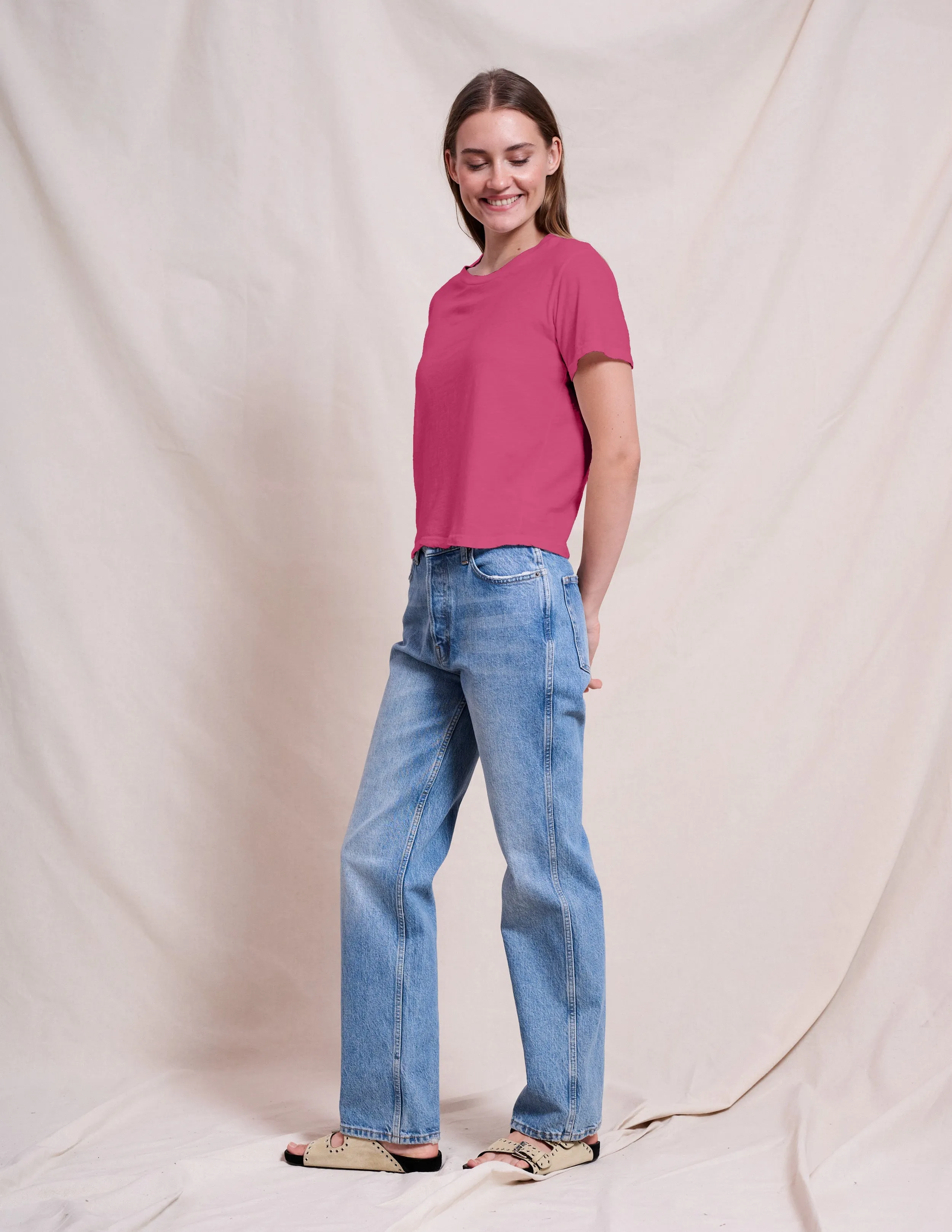 Sundry Crew Neck Tee in Cranberry sold by Bailey 44 product image thumbnail 2