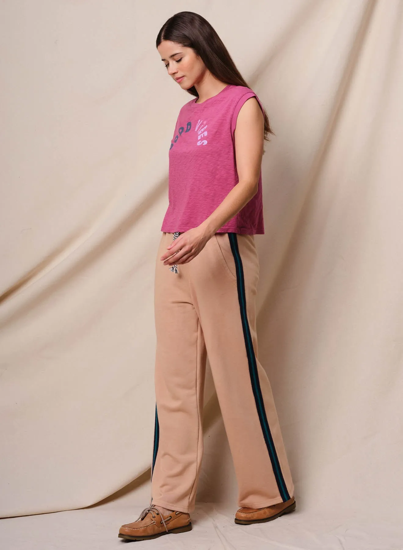 Sundry Good Vibes Cropped Muscle Tank in Cranberry sold by Bailey 44 product image thumbnail 2