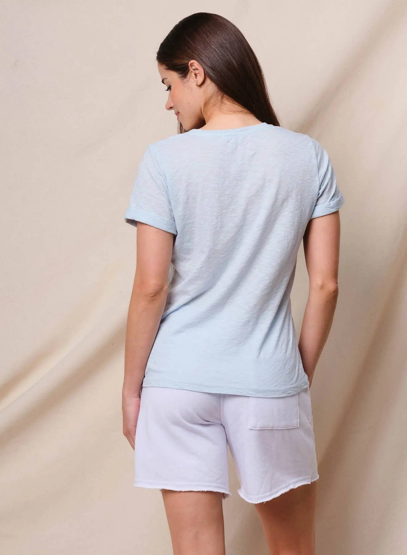 Sundry Sea La Vie Rolled Sleeve Tee in Chambray sold by Bailey 44 product image thumbnail 3