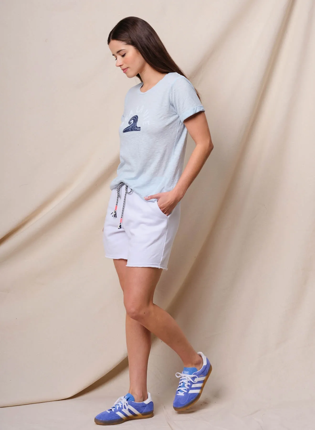 Sundry Sea La Vie Rolled Sleeve Tee in Chambray sold by Bailey 44 product image thumbnail 2