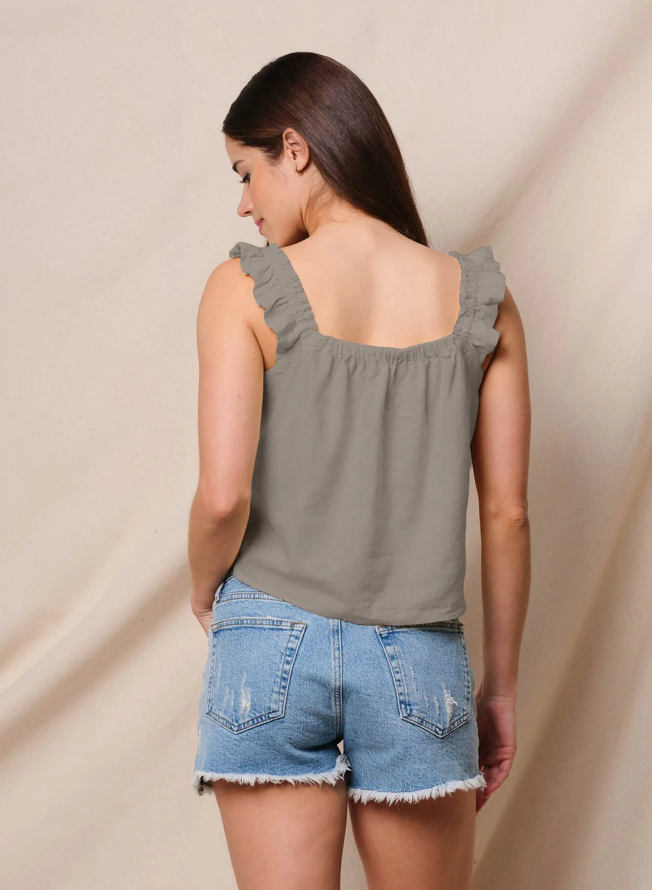 Sundry Linen Flutter Tank in Fern sold by Bailey 44 product image thumbnail 3