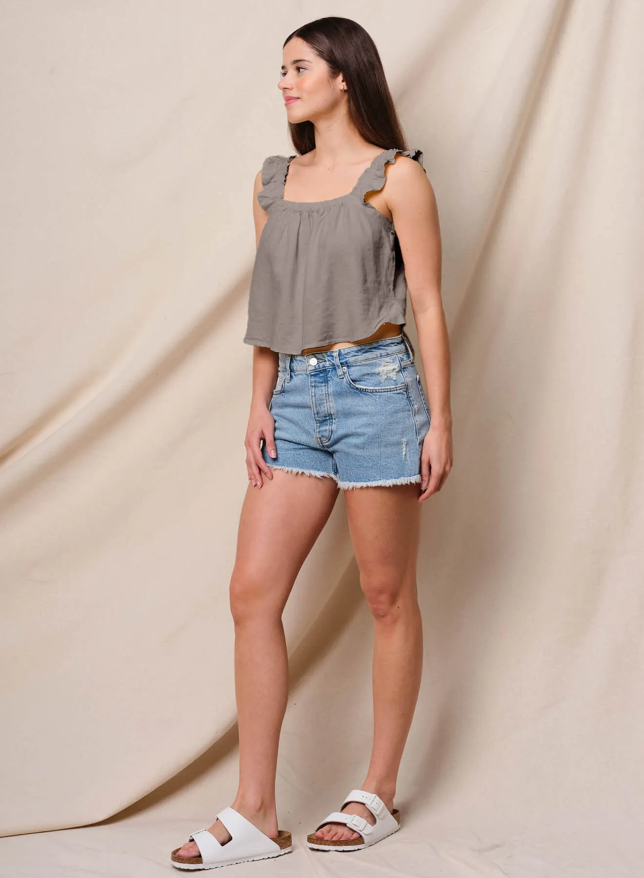 Sundry Linen Flutter Tank in Fern sold by Bailey 44 product image thumbnail 2