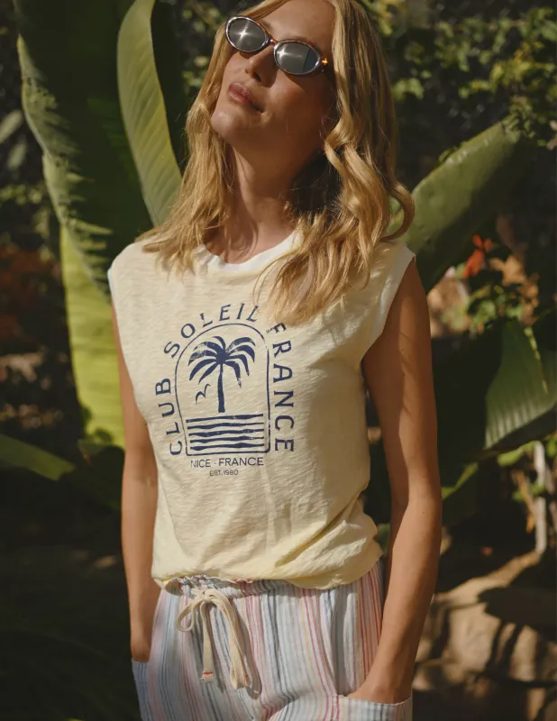 Sundry Club Soleil Cropped Muscle Tank in Lemon Tint sold by Bailey 44