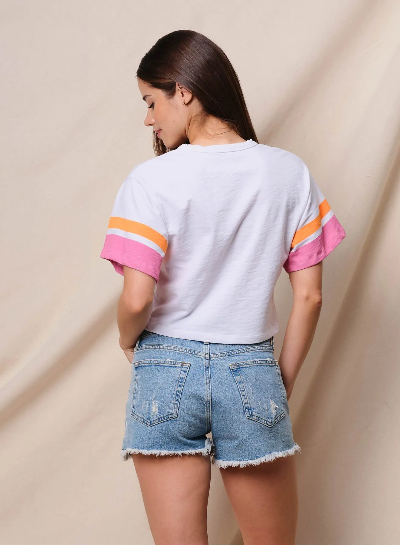 Sundry Saint Tropez Boxy Sleeve Boy Tee in Optic White sold by Bailey 44 product image thumbnail 3