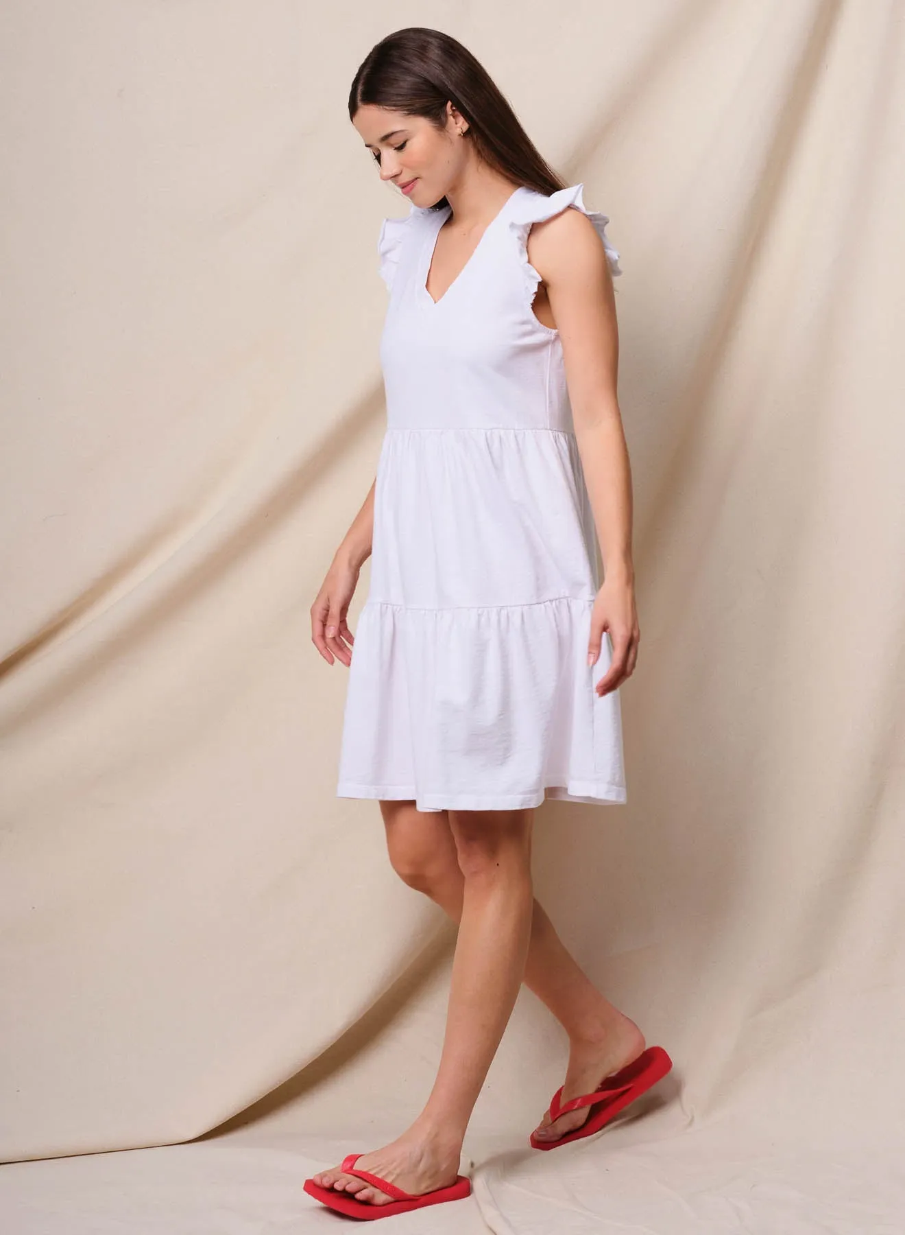 Sundry Tiered Flutter Dress in Optic White sold by Bailey 44 product image thumbnail 2