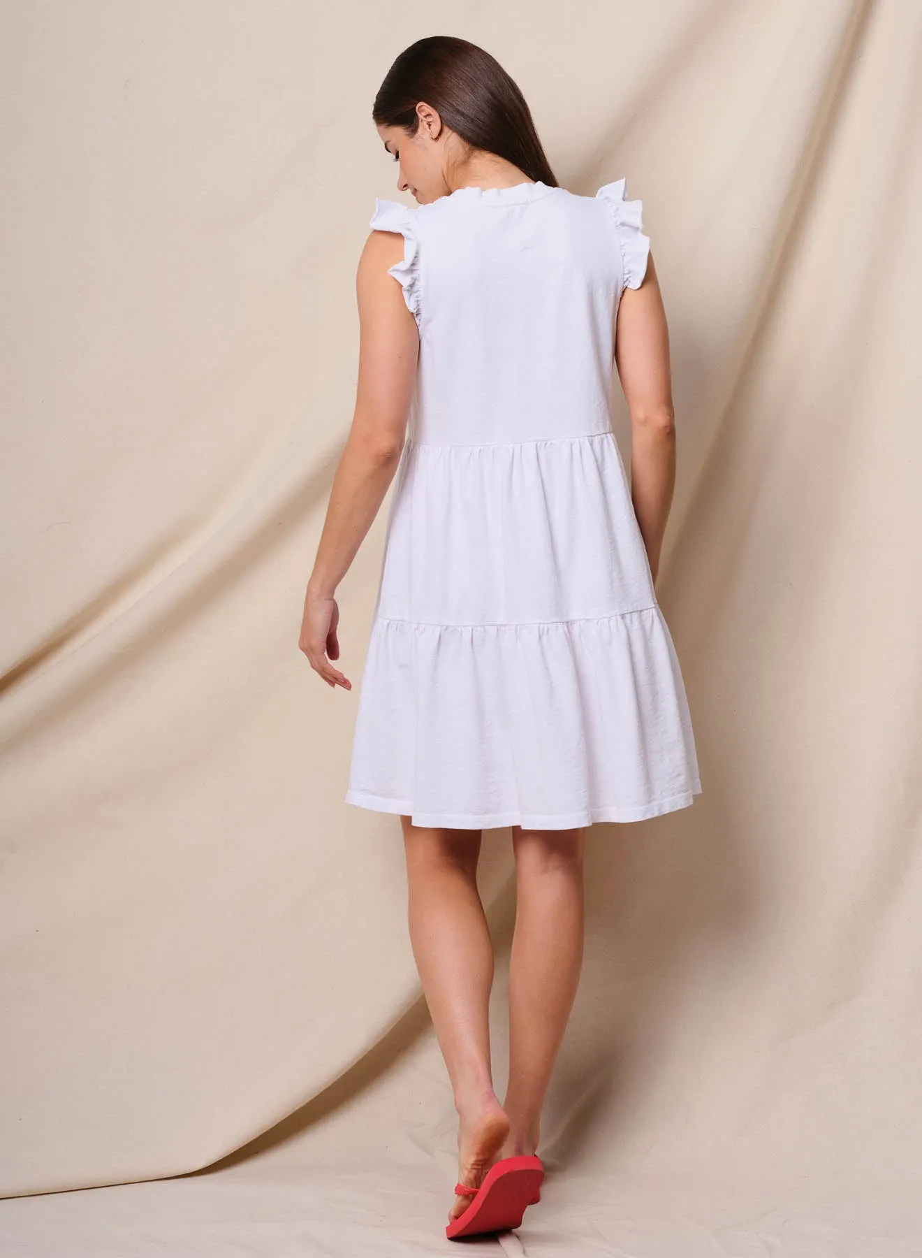 Sundry Tiered Flutter Dress in Optic White sold by Bailey 44 product image thumbnail 3