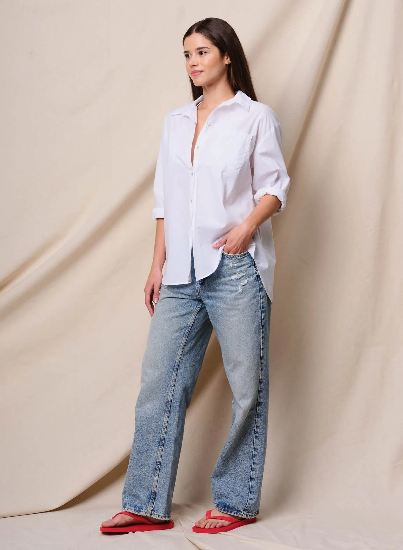 Sundry Sur La Mer Oversized Shirt in Optic White sold by Bailey 44 product image thumbnail 3