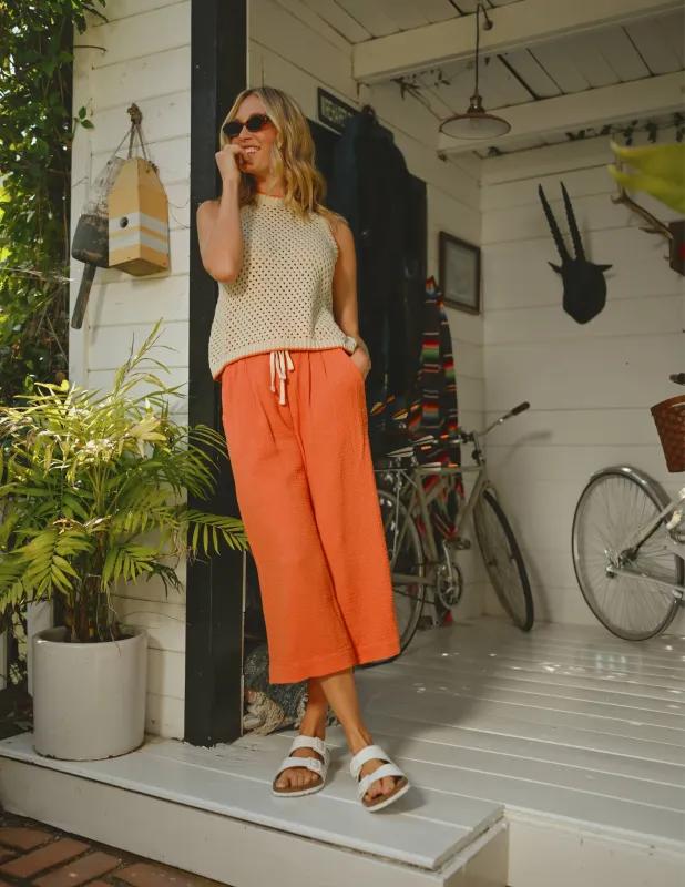 Sundry Gauze Culottes in Blaze Orange sold by Bailey 44