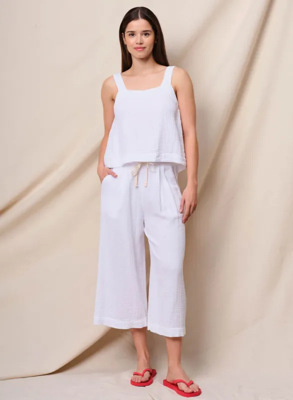 Sundry Gauze Culottes in Optic White sold by Bailey 44