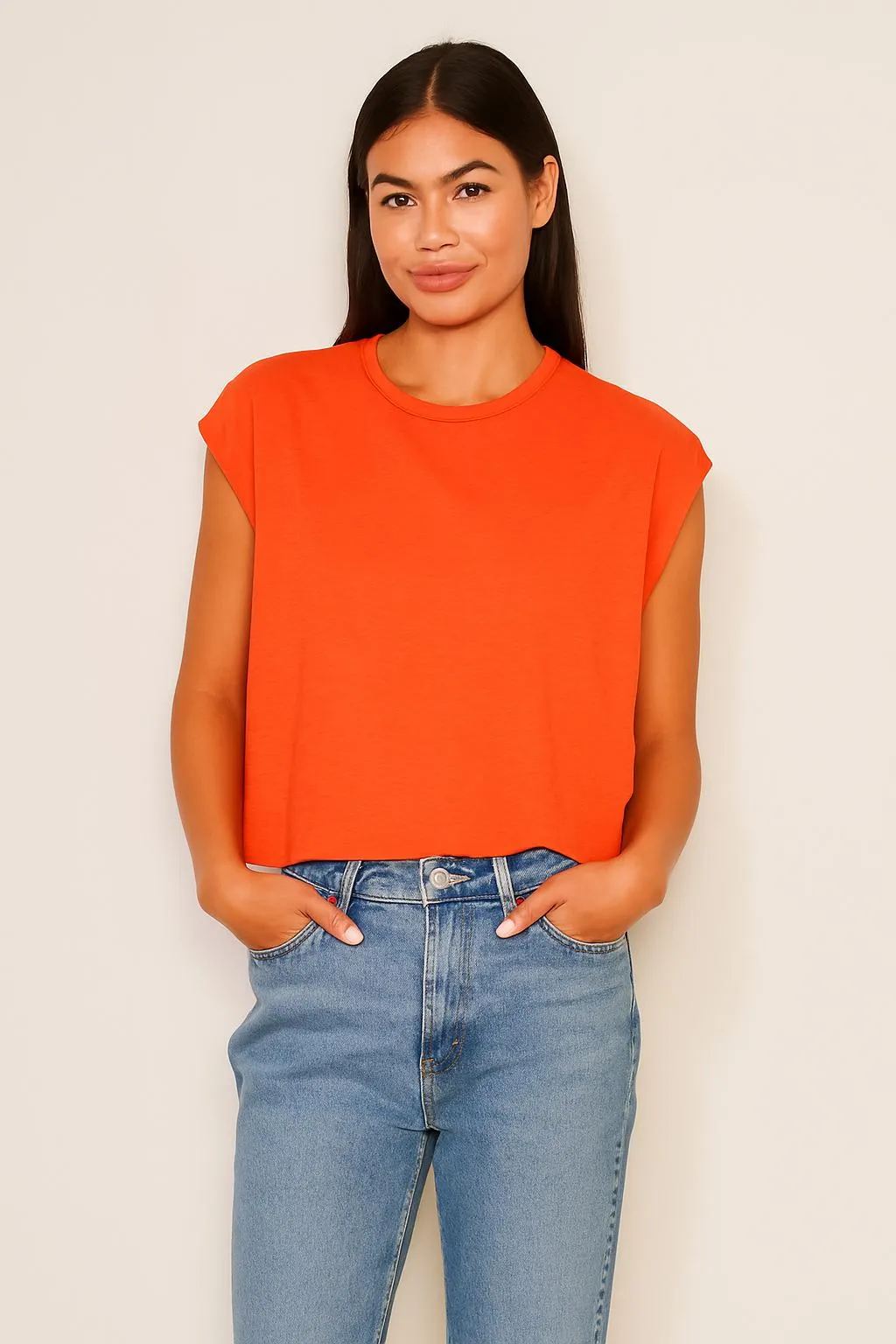 Sundry Muscle Tank in Bright Coral sold by Bailey 44