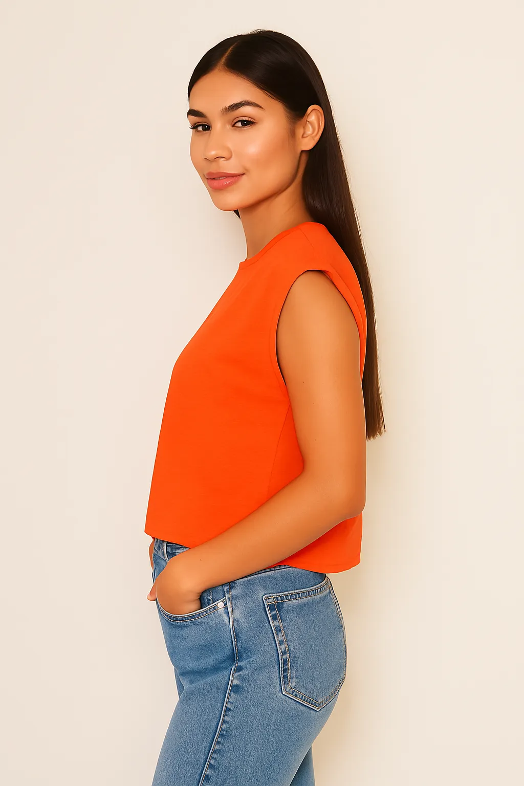 Sundry Muscle Tank in Bright Coral sold by Bailey 44 product image thumbnail 2