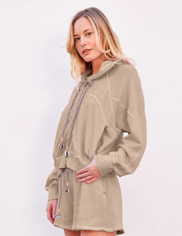 Sundry Horizon Zip Hoodie in Taupe sold by Bailey 44
