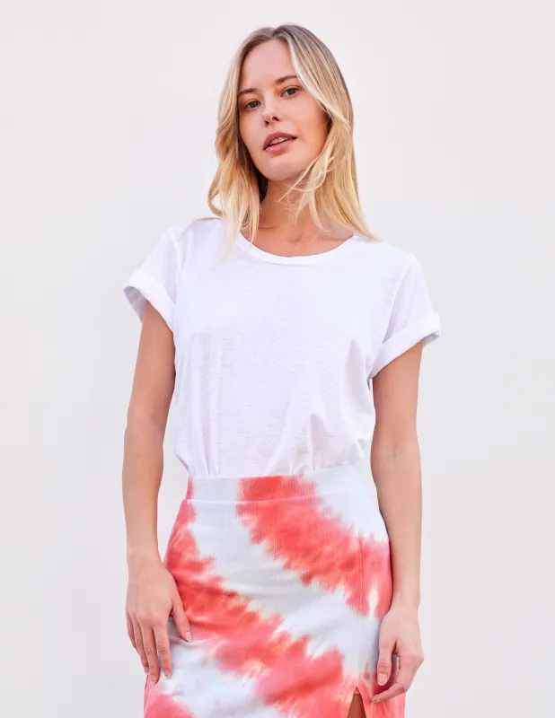 Sundry Rolled Sleeve Tee in Optic White sold by Bailey 44