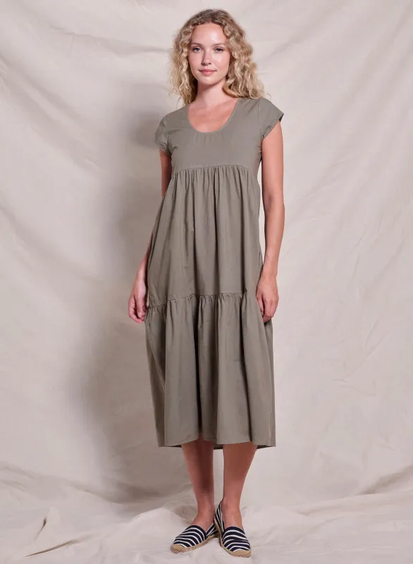 Sundry Tiered Cap Sleeve Dress in Fern sold by Bailey 44