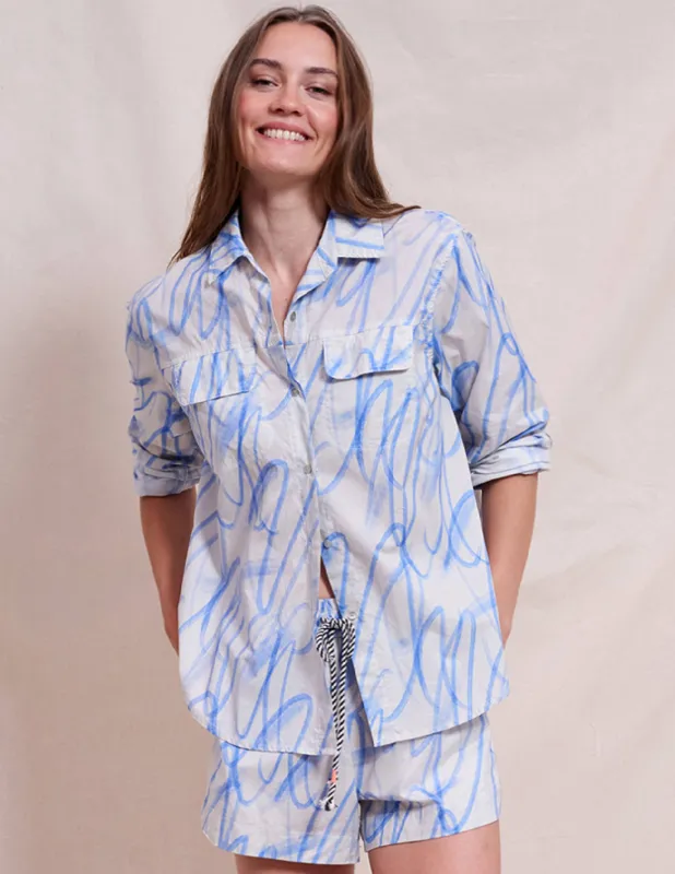 Sundry Printed Safari Shirt in Icicle sold by Bailey 44