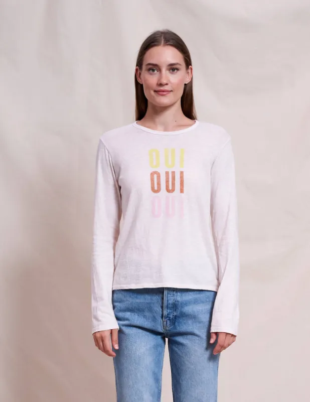 Sundry Oui Long Sleeve Crew in Oyster sold by Bailey 44
