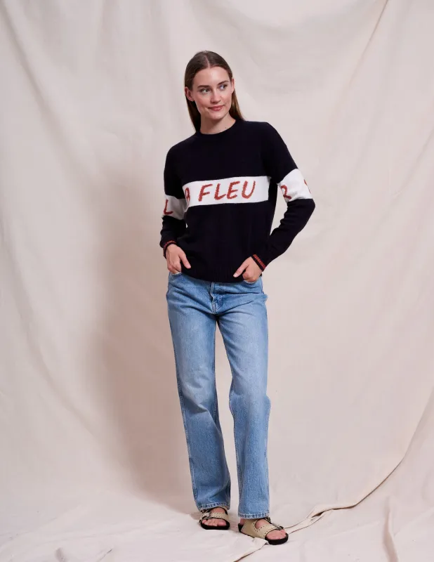 Sundry La Fleur Intarsia in Deep Navy made by Sundry
