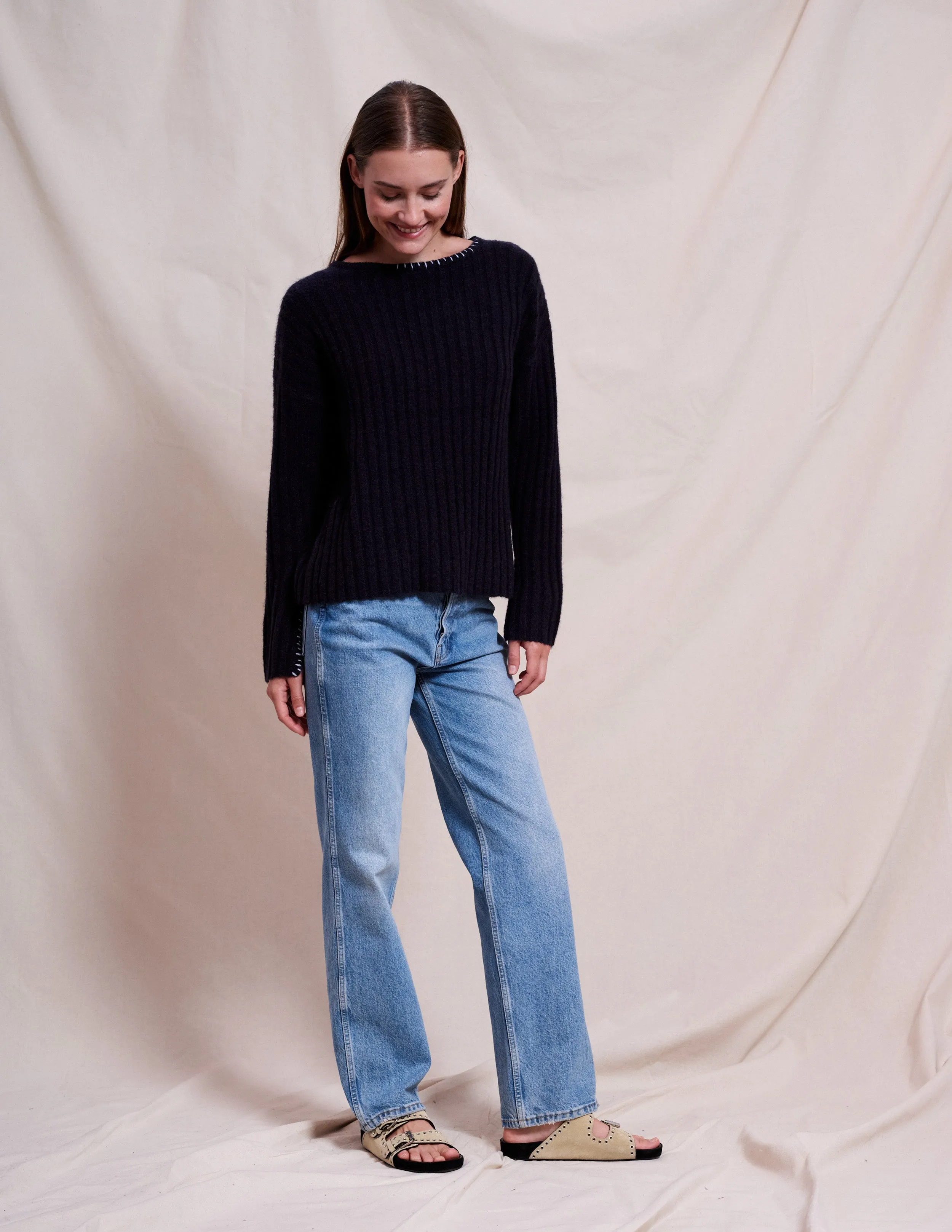 Sundry Ribbed Boat Neck in Deep Navy sold by Bailey 44 product image thumbnail 2