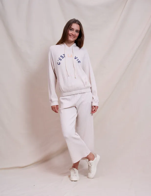 Sundry Contrast Stitch Hoodie in Oyster sold by Bailey 44