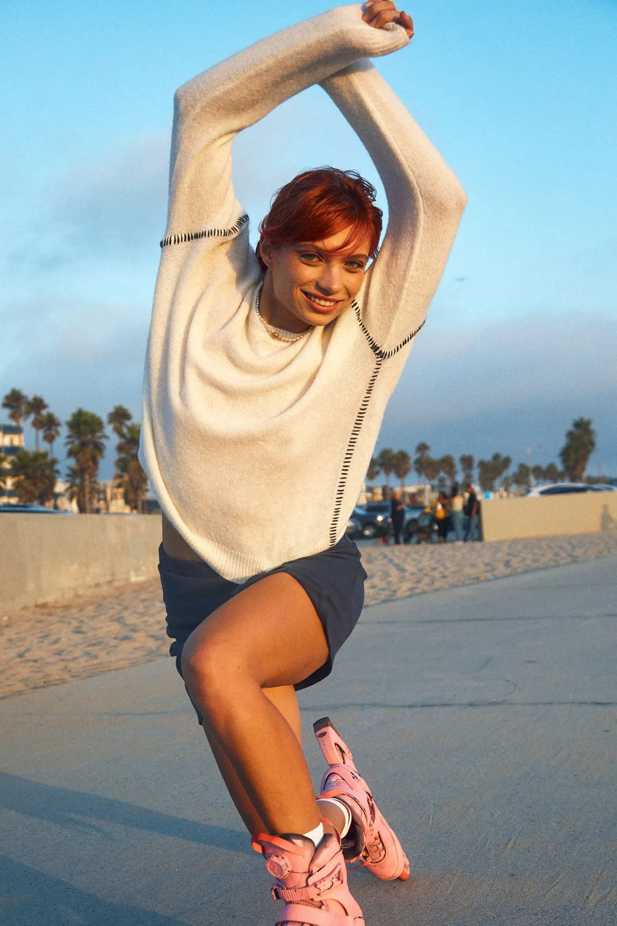 Sundry Oversized Sweater in White/Navy sold by Bailey 44 product image thumbnail 2