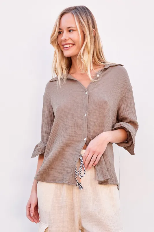 Sundry Classic Shirt in Sage sold by Bailey 44