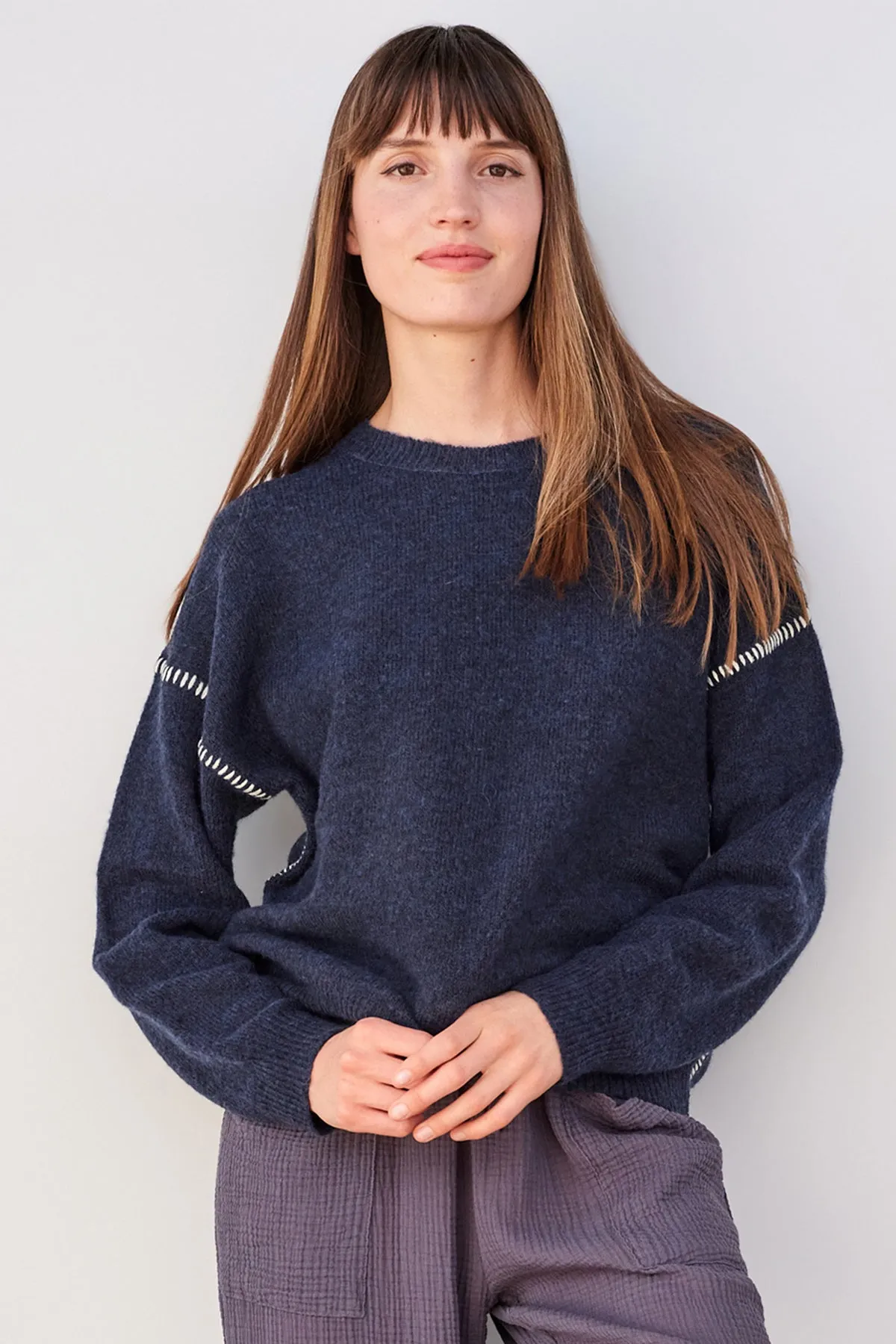 Sundry Oversized Sweater in Navy/White sold by Bailey 44 product image thumbnail 3