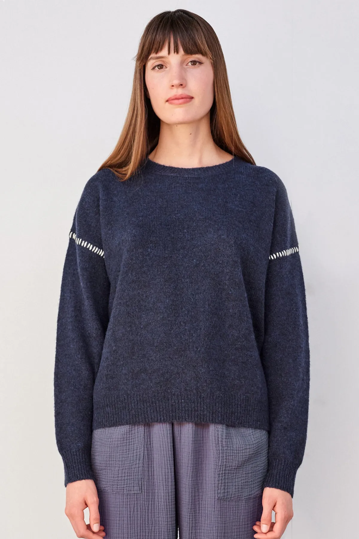Sundry Oversized Sweater in Navy/White sold by Bailey 44