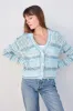 Sundry Boxy Crochet Cardigan in Aruba Blue sold by Bailey 44
