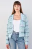 Sundry Boxy Crochet Cardigan in Aruba Blue sold by Bailey 44