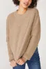 Stateside Ribbed Cashmere Tall Collar Crewneck Sweater in Camel sold by Bailey 44