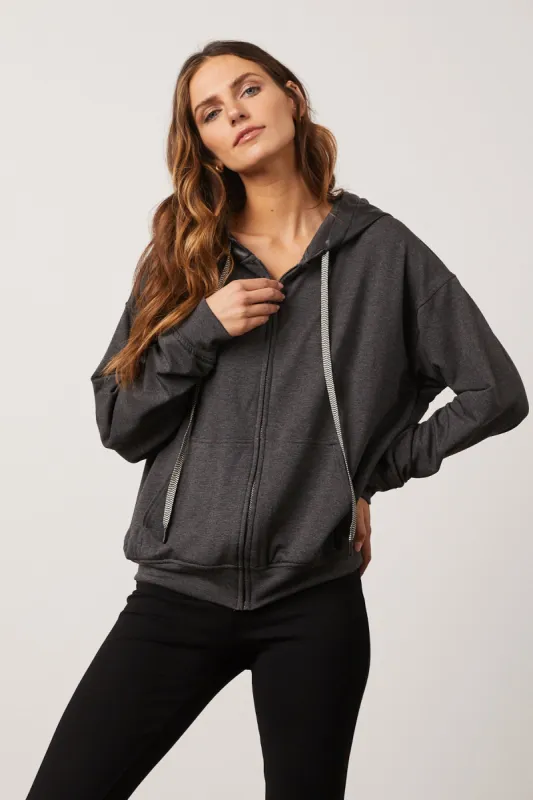 Bailey 44 Saylor Zip Hoodie in Anthracite sold by Bailey 44