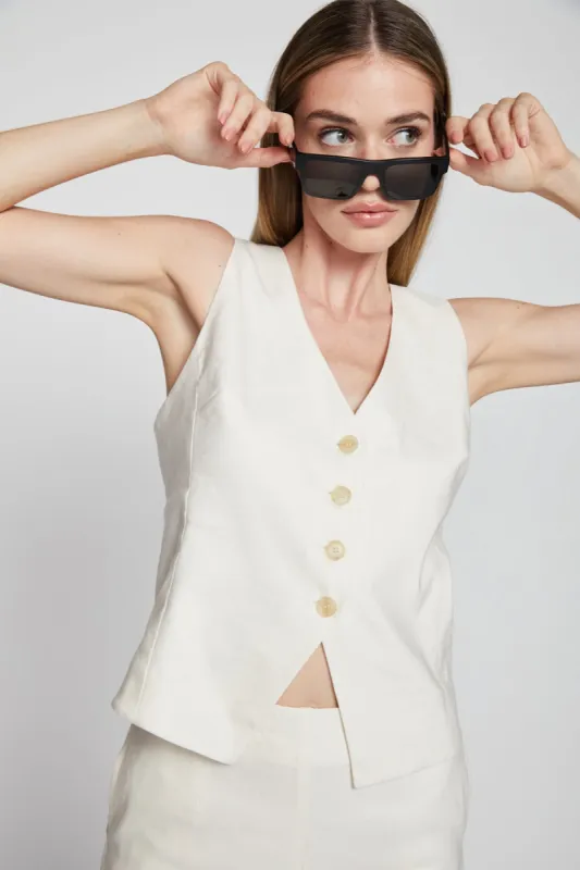 Bailey 44 Nirvana Linen Top in Creme sold by Bailey 44