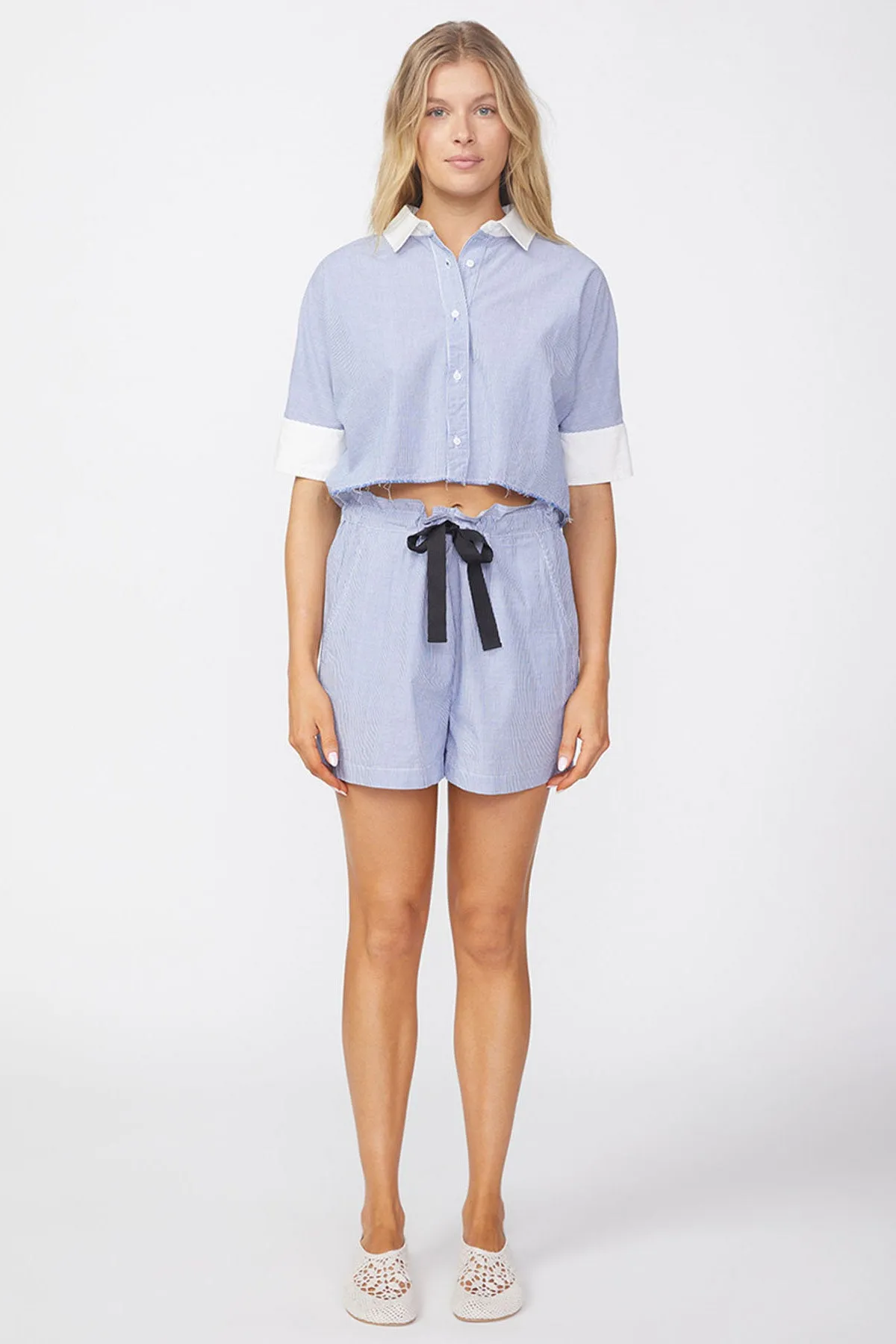 Stateside Pinstripe Paperbag Short in Sport Blue sold by Bailey 44 product image thumbnail 5