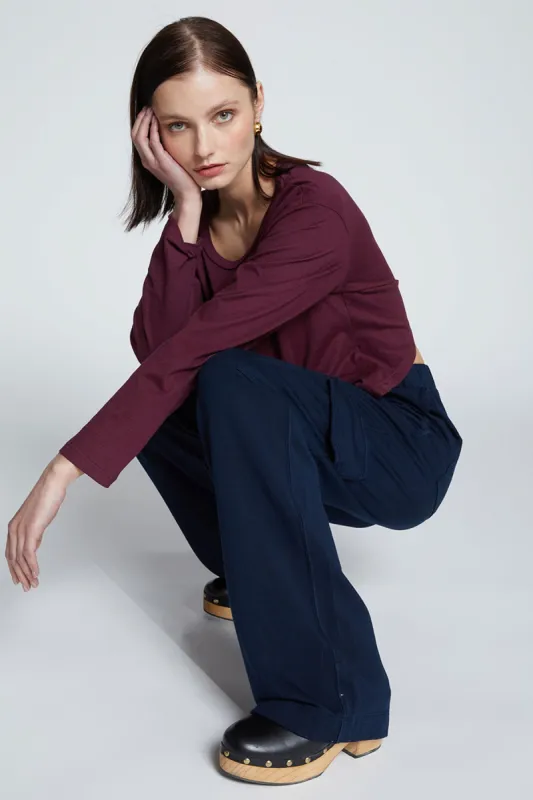 Stateside Softest Fleece Wide Leg Cargo Pant in New Navy sold by Bailey 44