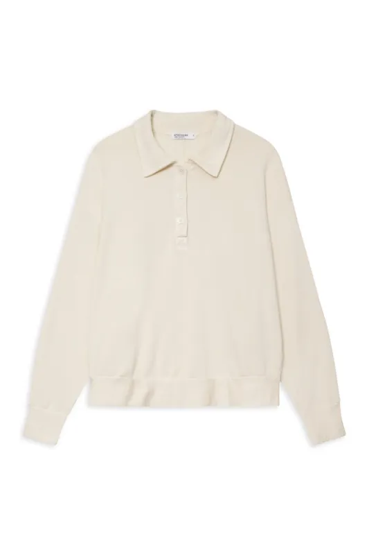 Stateside Softest Fleece Oversized Polo in Cream sold by Bailey 44